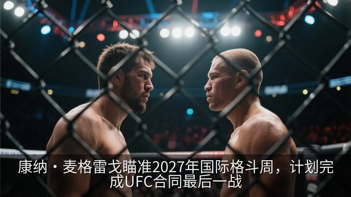两名综合格斗选手在灯光下隔笼对视